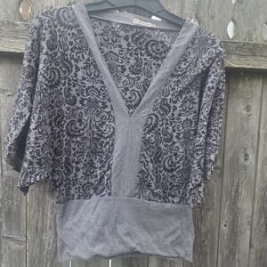 Forever Black and Gray Short Sleeve Top